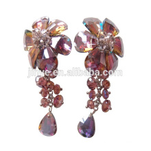 Bling Bling Luxury Colorful Crystal Flower Clip On Earrings for Show or Party